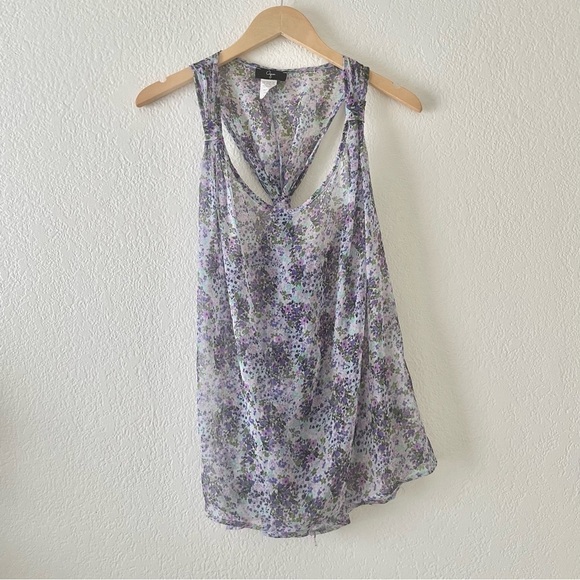 Aqua Floral Racerback Sheer Blouse - Picture 1 of 4